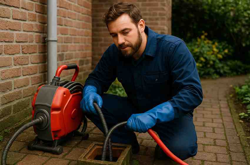 Rioolspecialist in Amsterdam die met hogedrukreiniging en camera-inspectie een verstopt riool ontstopt voor snelle 24/7 service